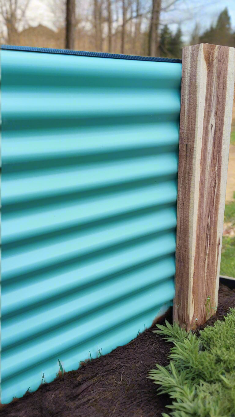 4'x6' Metal Garden Bed w/Cedar Corner Posts